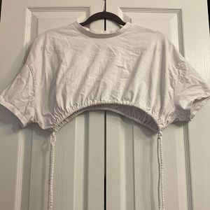 ZARA white high rise crop top